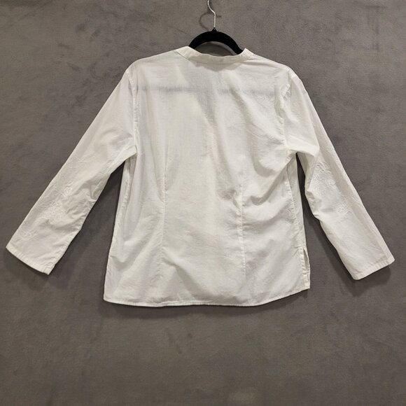 Liz Claiborne Embroidered Shirt Women's Size Medium Button Up Cotton Long Sleeve - Picture 2 of 6